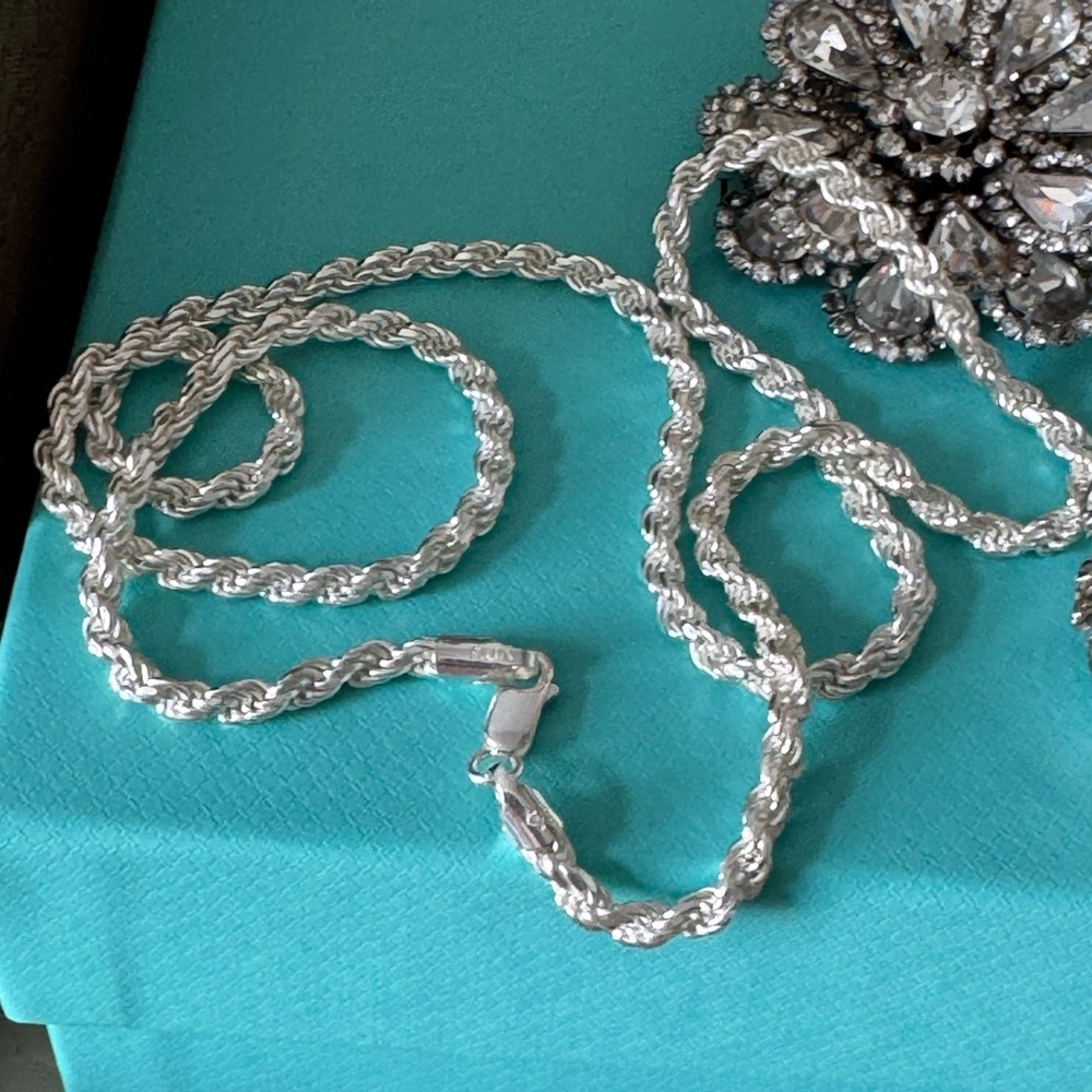 Italian 925 Silver Rope 24” Necklace